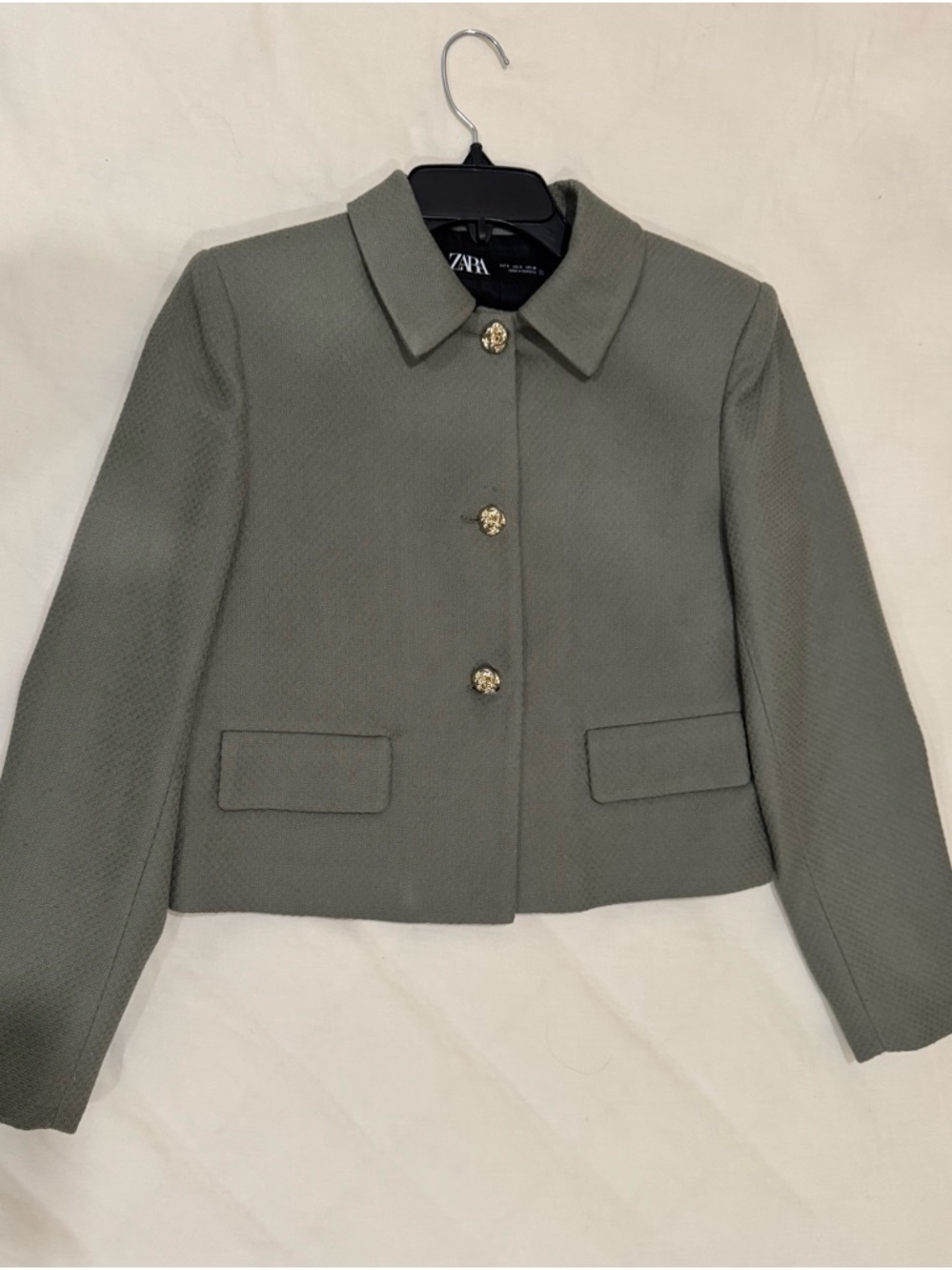 Zara Piqué Blazer - Khaki Olive Green - Picture 7 of 8